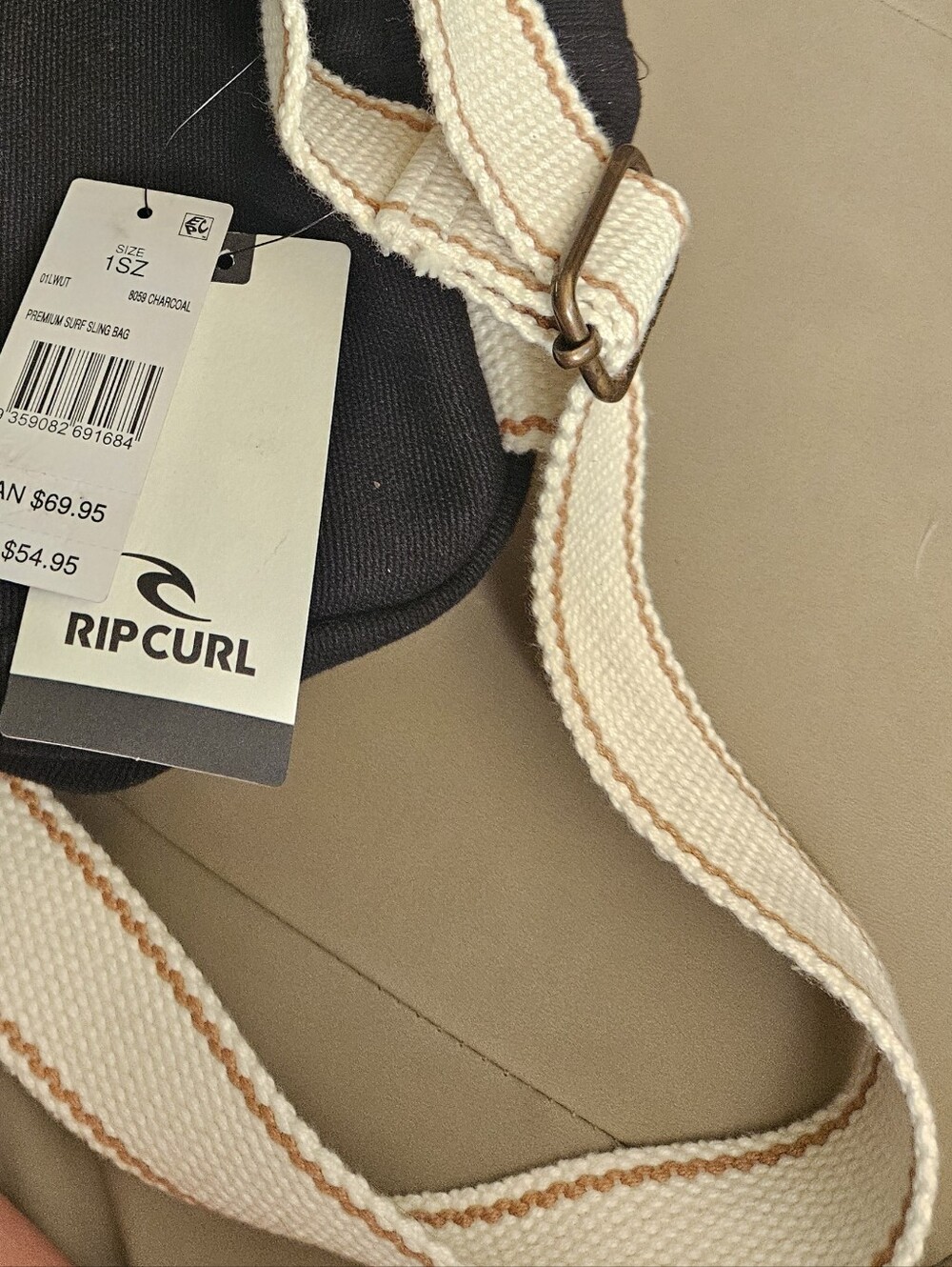 Rip Curl Premium Surf Sling Bag in Charcoal – NWT Canvas Mini Backpack - Picture 5 of 5